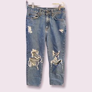 CARMAR DENIM Ripped Wide Leg Jeans